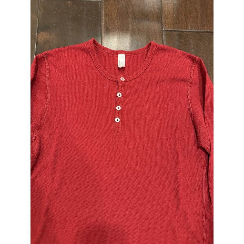 American Apparel Henley Dexter Kill Shirt Men Size XL Blood Red Thermal Y2K RARE